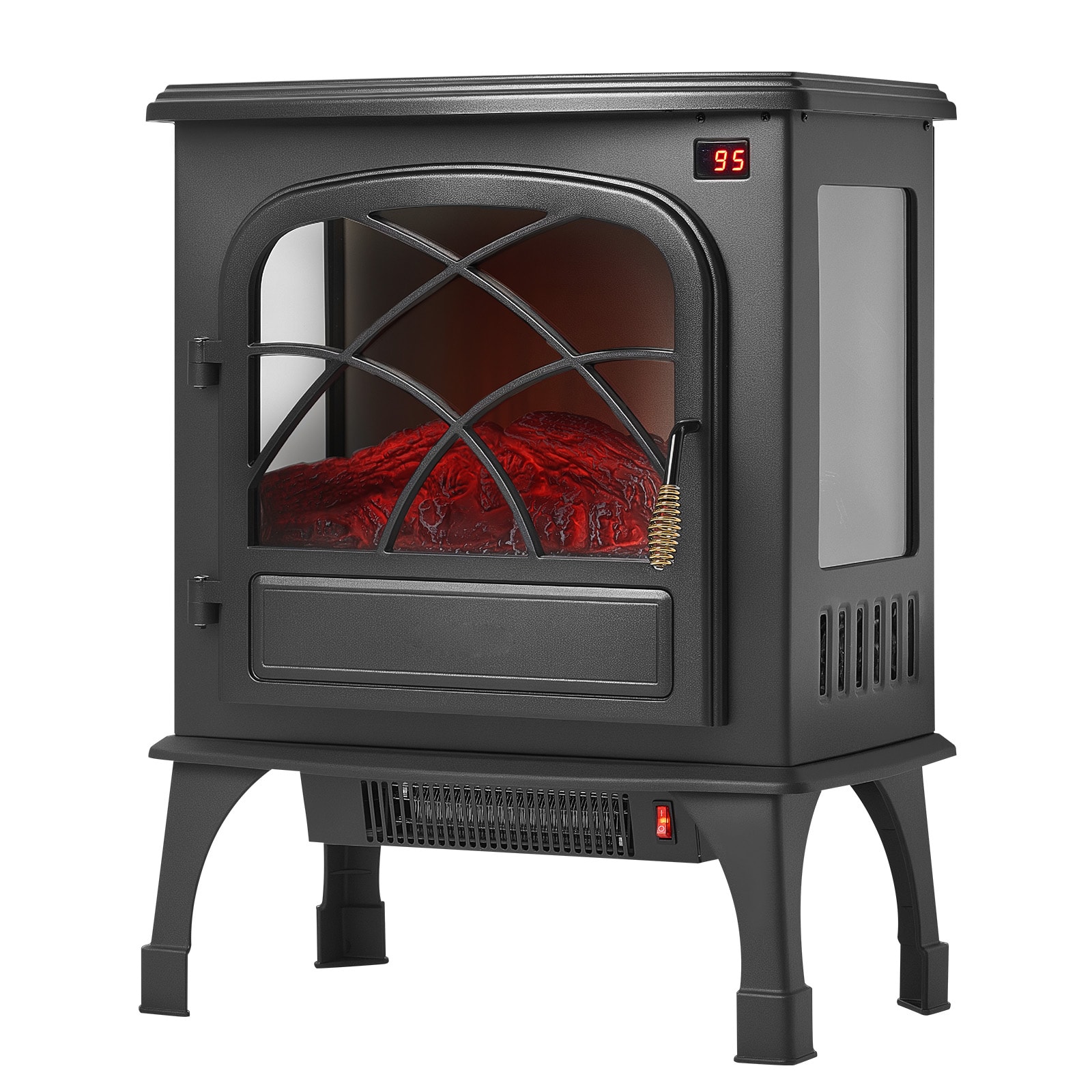 25.5 Inch Freestanding Electric Fireplace Heater 1500W Adjustable Flames Remote_voghion.com